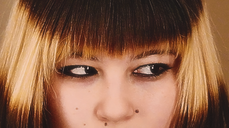 photo of alysa liu focused on her halo hair and eyes