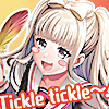 LINE sticker of shiratori kurumi from D4DJ with text on it that says 'tickle tickle'