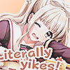 LINE sticker of shiratori kurumi from D4DJ with text on it that says 'literally yikes!'