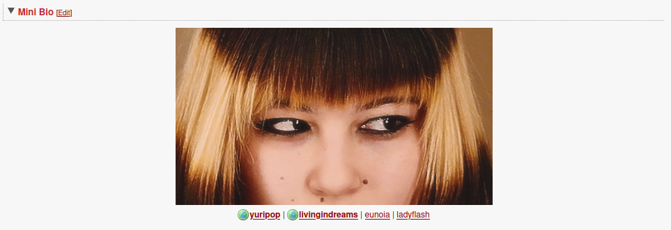 my dreamwidth journal profile on july 25 2026, with a photo of alysa liu focused on her halo hair and eyes. links under the image go to my icon & fic communities, plus my websites eunoia and ladyflash